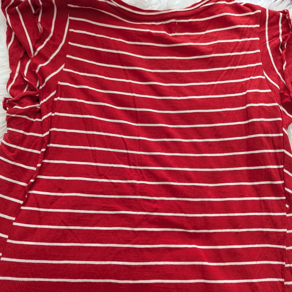 Maurices Red Striped Women's Ruffled Sleeveless Top - Picture 2 of 5